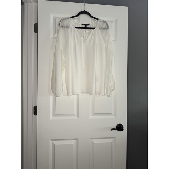 White House Black Market Tops - White House Black Market Tie Neck Semi Sheer Blouse Ivory  14 Nwt